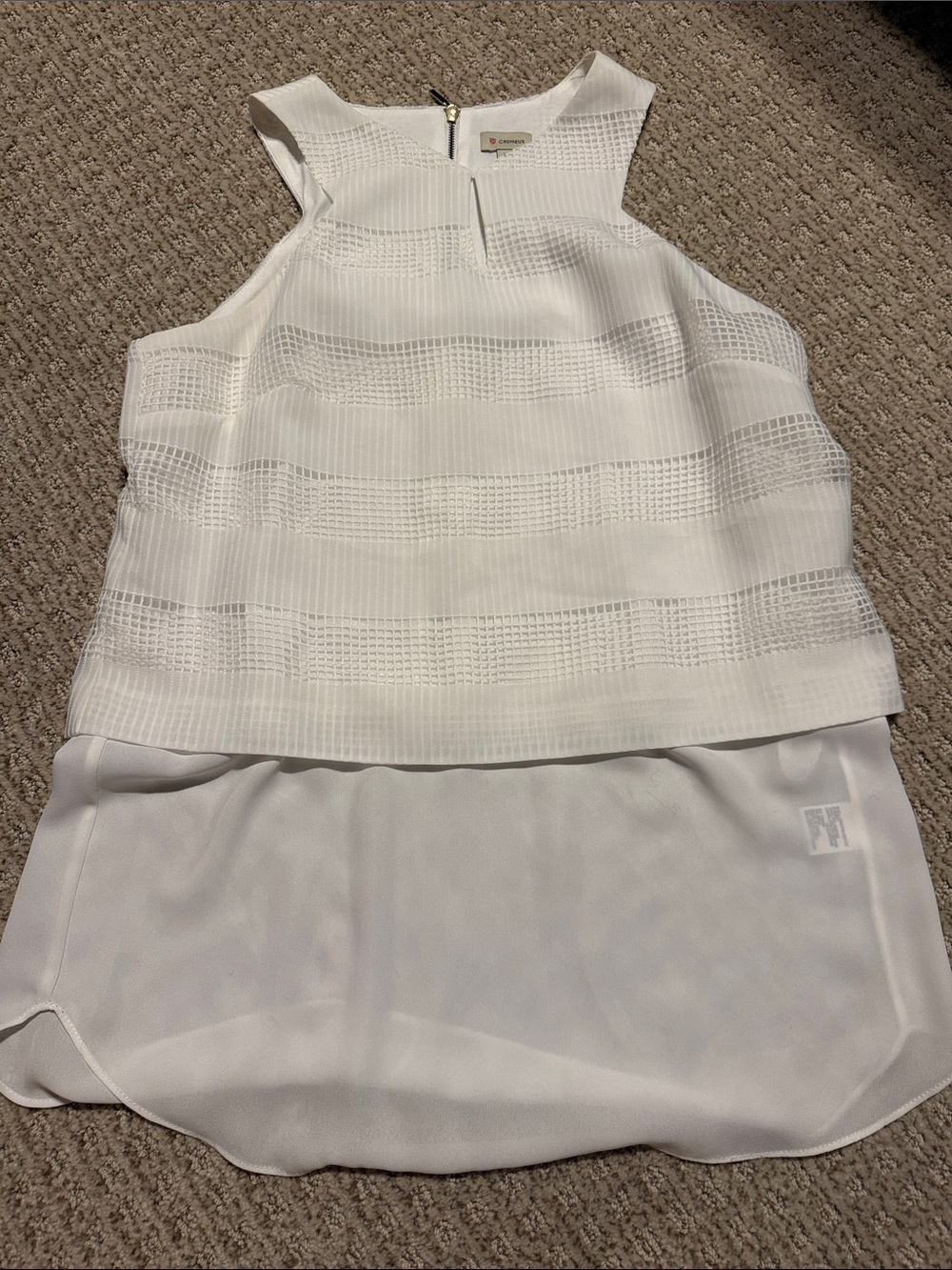 Women’s Cremieux white silky tank top zip back size XS